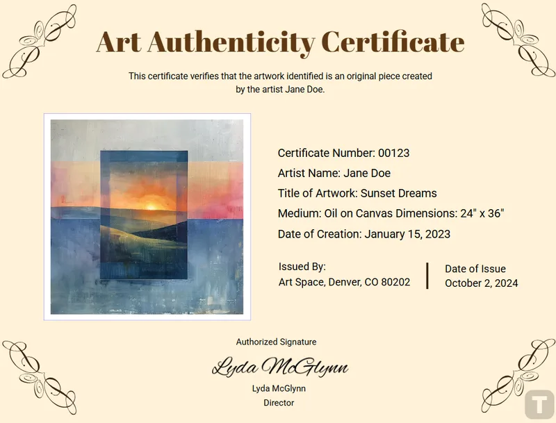 Certificate of Authentication